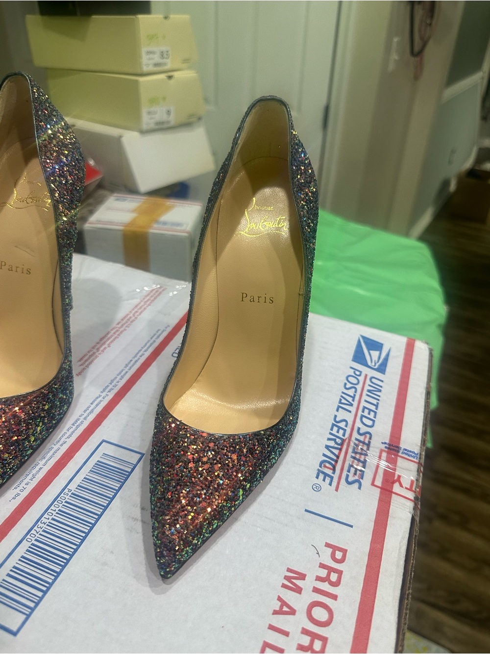 Christian Louboutin Multicolor Glitter Pointed-Toe Stiletto - Picture 7 of 7